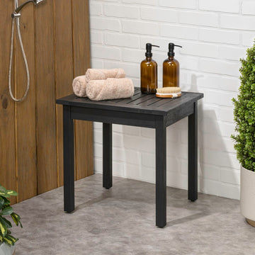 Archer 18.9" Modern Classic Square Slatted Solid Acacia Wood Indoor/Outdoor Adirondack Side Table